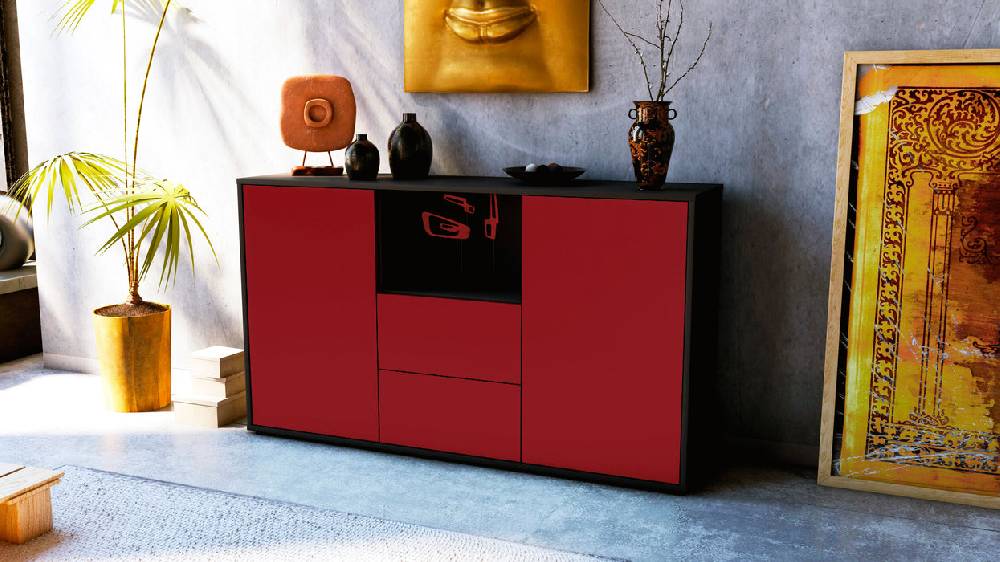 Stil Zeit Möbel Sideboard Donika, Bordeaux (136x79x35cm) Super Sparpreis