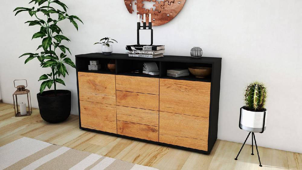 Stil Zeit Möbel Sideboard Donabella, Eiche (136x79x35cm) Wochenangebot