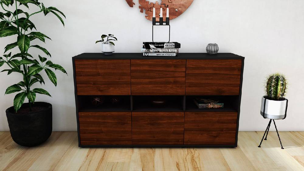Stil Zeit Möbel Sideboard Diletta, Walnuss (136x79x35cm) Begrenzte Freigabe