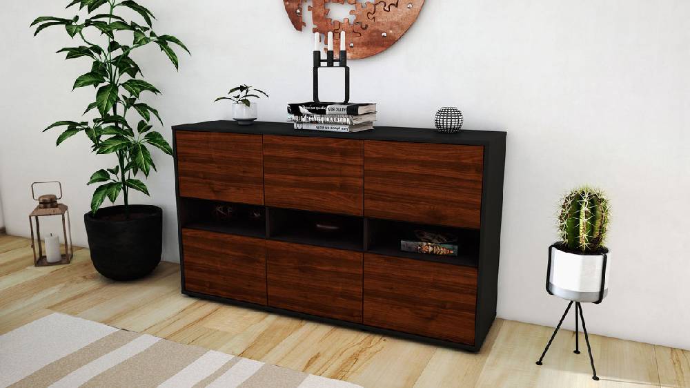 Stil Zeit Möbel Sideboard Diletta, Walnuss (136x79x35cm) Begrenzte Freigabe