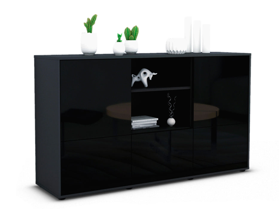 Stil Zeit Möbel Sideboard Diellza, Schwarz (136x79x35cm) Letzte 3 Tage