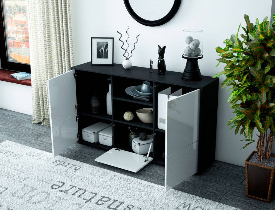 Stil Zeit Möbel Sideboard Diellza, Schwarz (136x79x35cm) Letzte 3 Tage