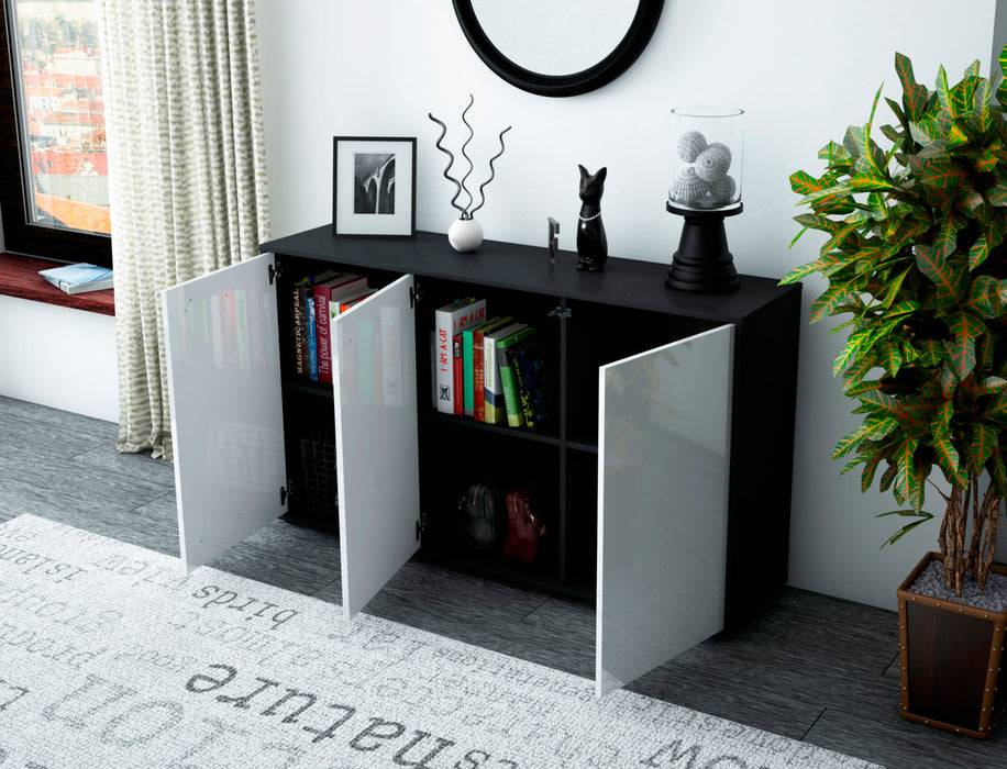 Stil Zeit Möbel Sideboard Delia, Schwarz (136x79x35cm) Letzter Tag