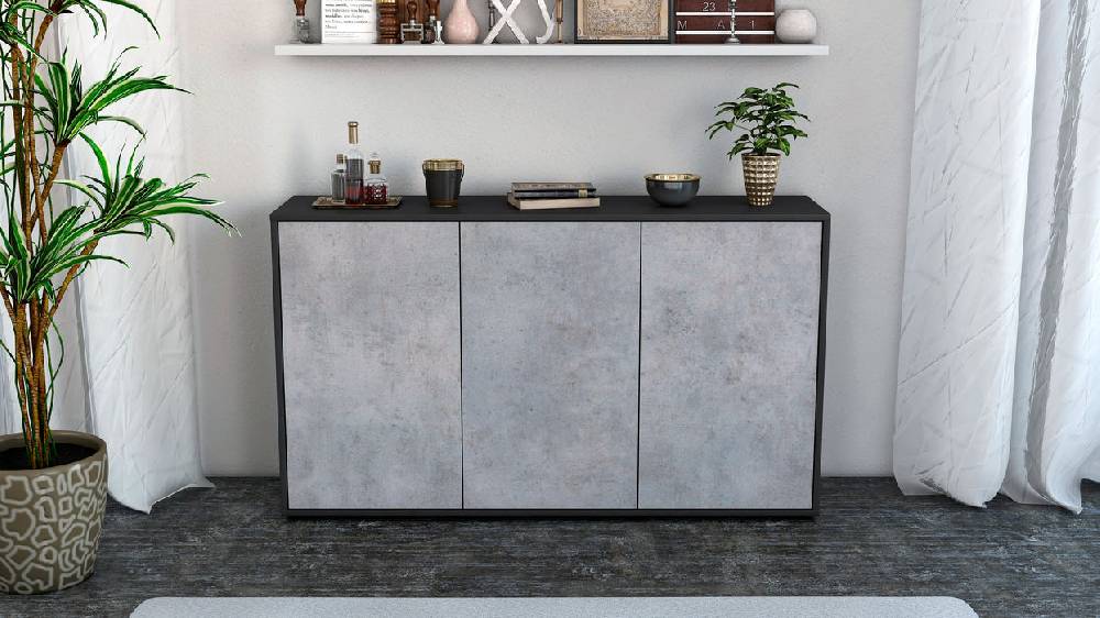 Stil Zeit Möbel Sideboard Delia, Beton (136x79x35cm) Bis zu 65% Rabatt