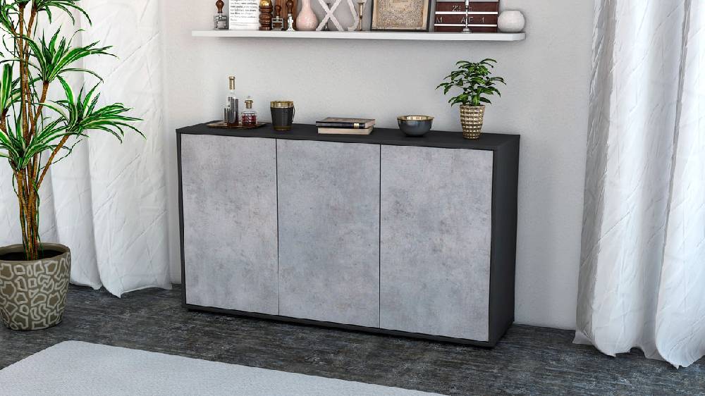 Stil Zeit Möbel Sideboard Delia, Beton (136x79x35cm) Bis zu 65% Rabatt