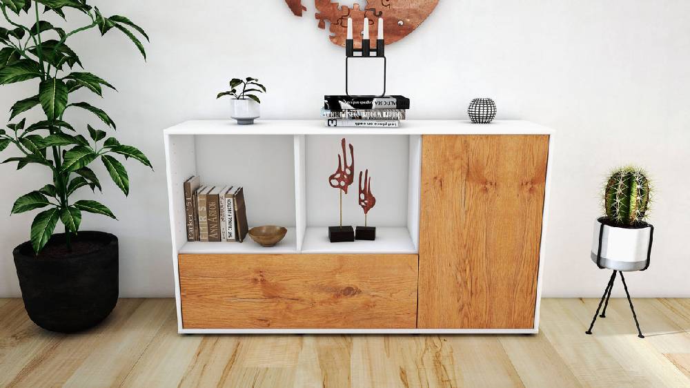 Stil Zeit Möbel Sideboard Ela, Eiche (136x79x35cm) Sonderangebot der Fabrik