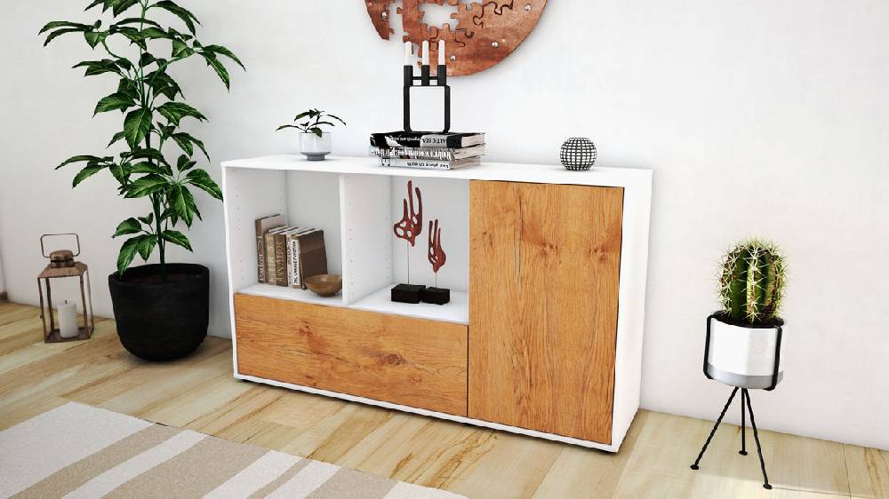Stil Zeit Möbel Sideboard Ela, Eiche (136x79x35cm) Sonderangebot der Fabrik