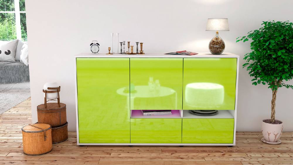 Stil Zeit Möbel Sideboard Ebe, Grün (136x79x35cm) Super Rabatt