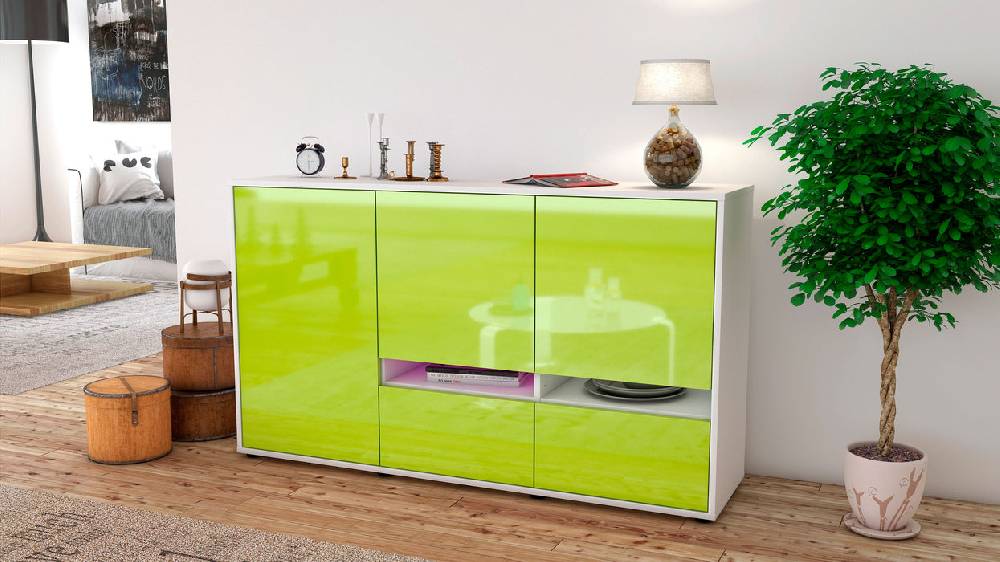 Stil Zeit Möbel Sideboard Ebe, Grün (136x79x35cm) Super Rabatt
