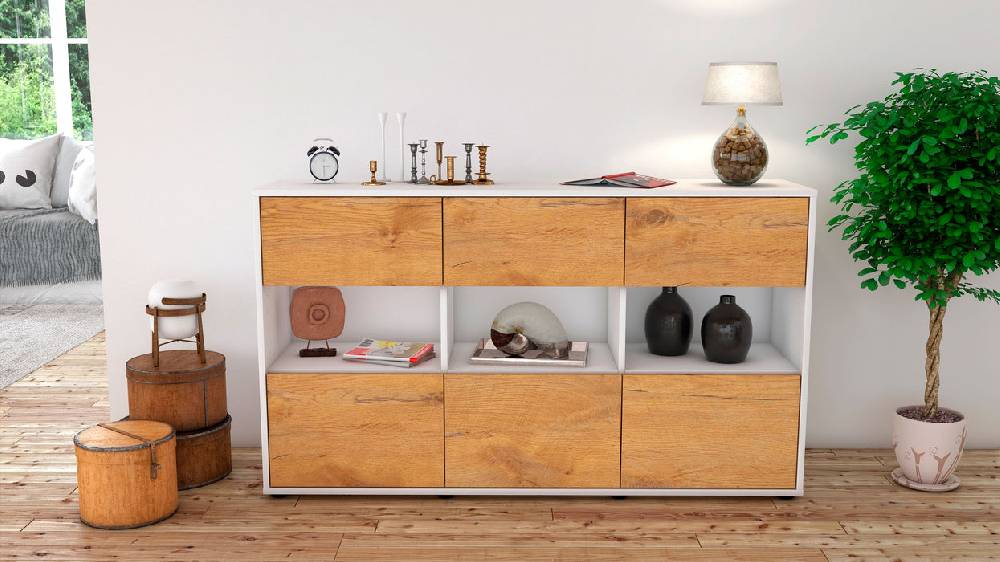 Stil Zeit Möbel Sideboard Dorett, Eiche (136x79x35cm) Clearance-Verkauf