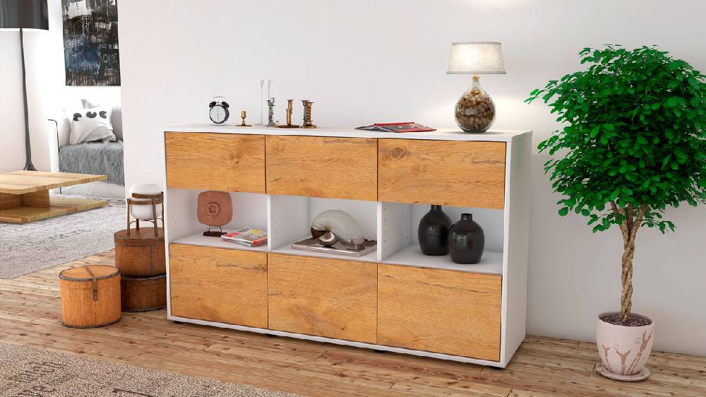 Stil Zeit Möbel Sideboard Dorett, Eiche (136x79x35cm) Clearance-Verkauf