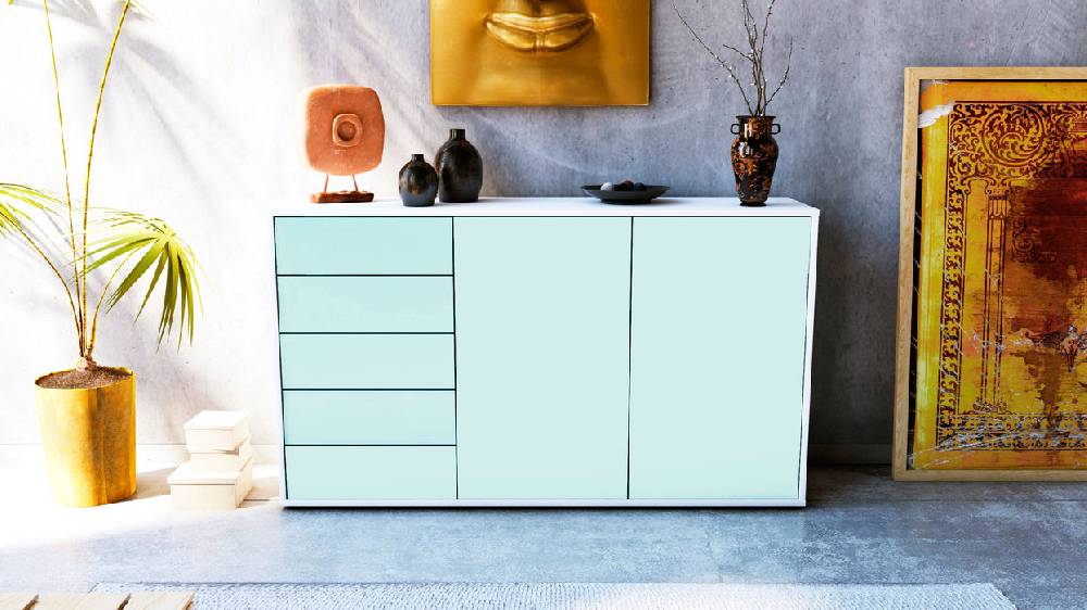 Stil Zeit Möbel Sideboard Dorentina, Mint (136x79x35cm) Kostenloser Versand international