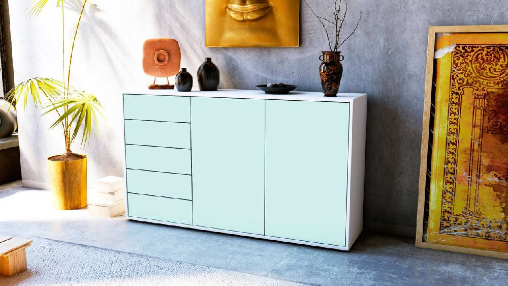 Stil Zeit Möbel Sideboard Dorentina, Mint (136x79x35cm) Kostenloser Versand international
