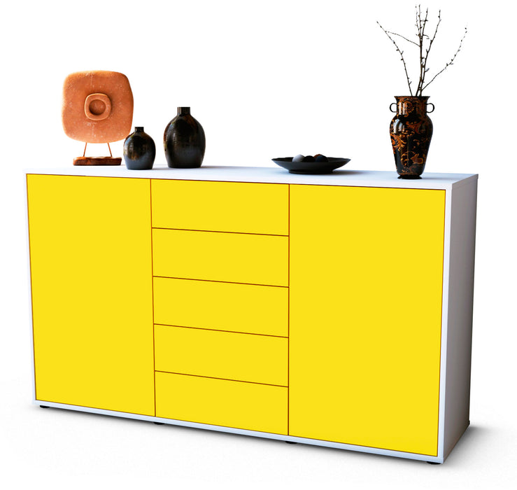 Stil Zeit Möbel Sideboard Dorelly, Gelb (136x79x35cm)