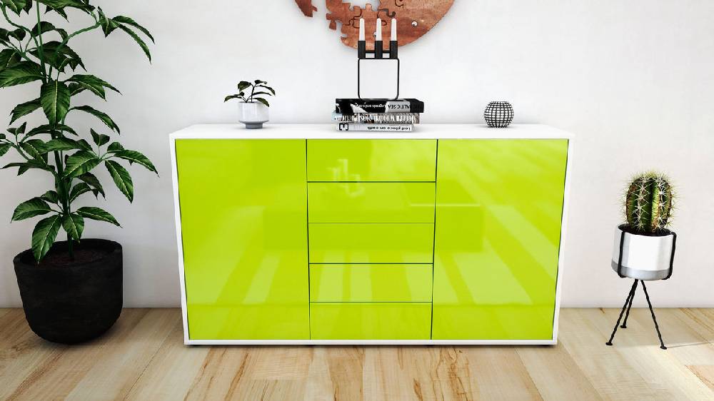 Stil Zeit Möbel Sideboard Dorelly, Grün (136x79x35cm) Begrenzt auf 3 Tage