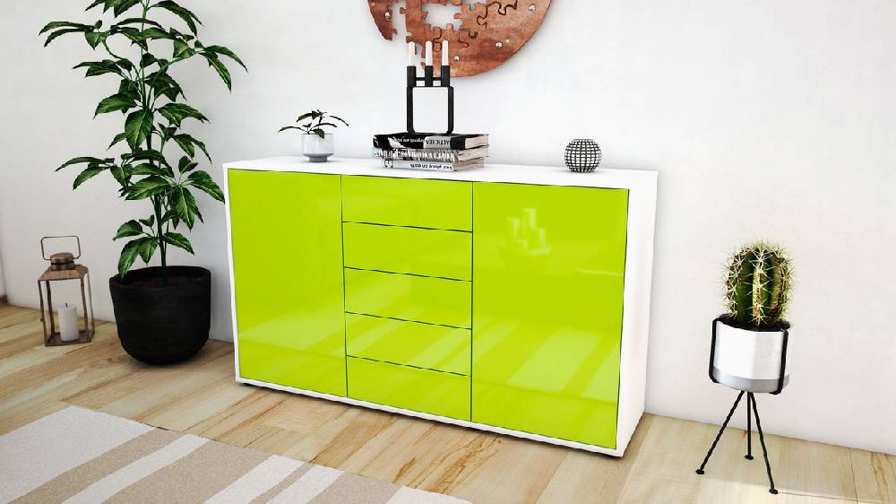 Stil Zeit Möbel Sideboard Dorelly, Grün (136x79x35cm) Begrenzt auf 3 Tage