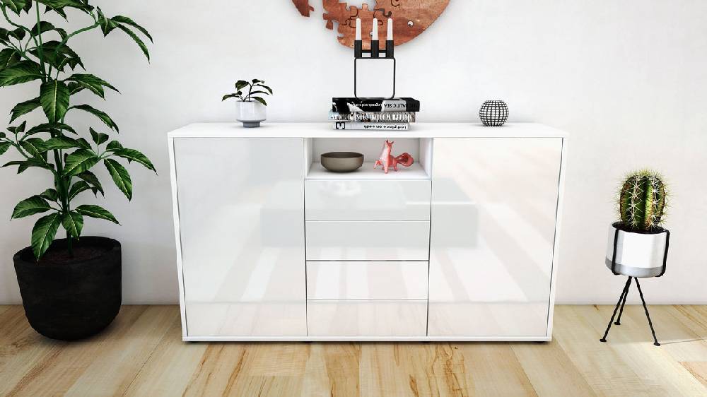 Stil Zeit Möbel Sideboard Donnice, Weiß (136x79x35cm) Black Friday Preise