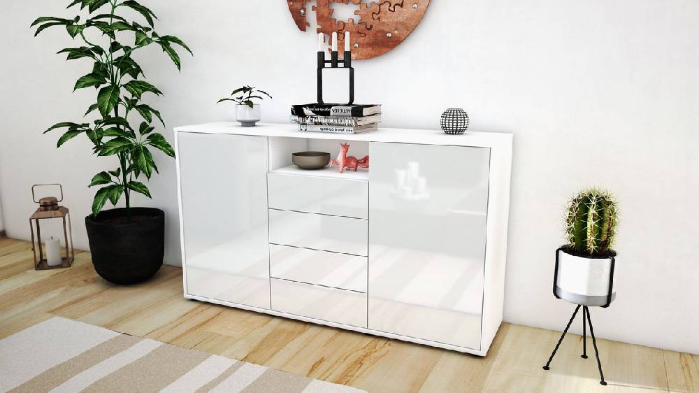 Stil Zeit Möbel Sideboard Donnice, Weiß (136x79x35cm) Black Friday Preise