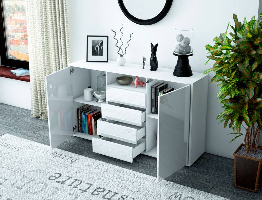 Stil Zeit Möbel Sideboard Donnice, Weiß (136x79x35cm) Black Friday Preise