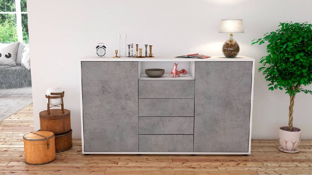 Stil Zeit Möbel Sideboard Donnice, Beton (136x79x35cm) Im Verkauf