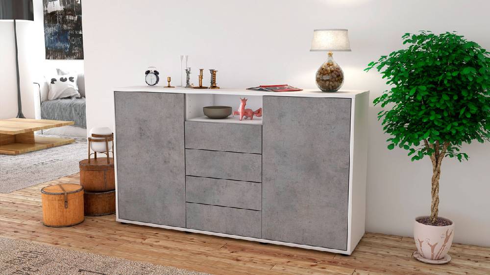 Stil Zeit Möbel Sideboard Donnice, Beton (136x79x35cm) Im Verkauf
