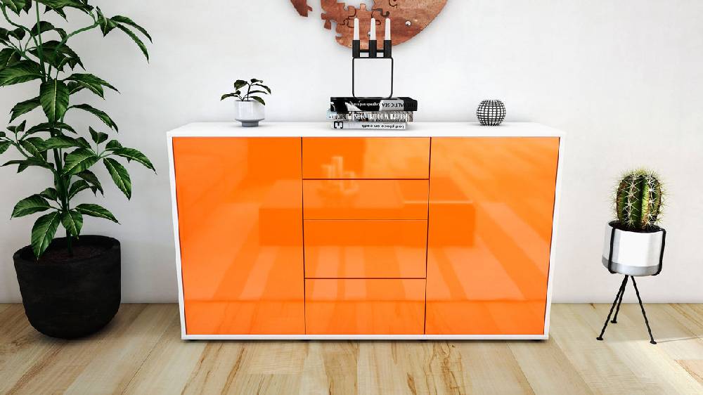 Stil Zeit Möbel Sideboard Donna, Orange (136x79x35cm) zollfrei
