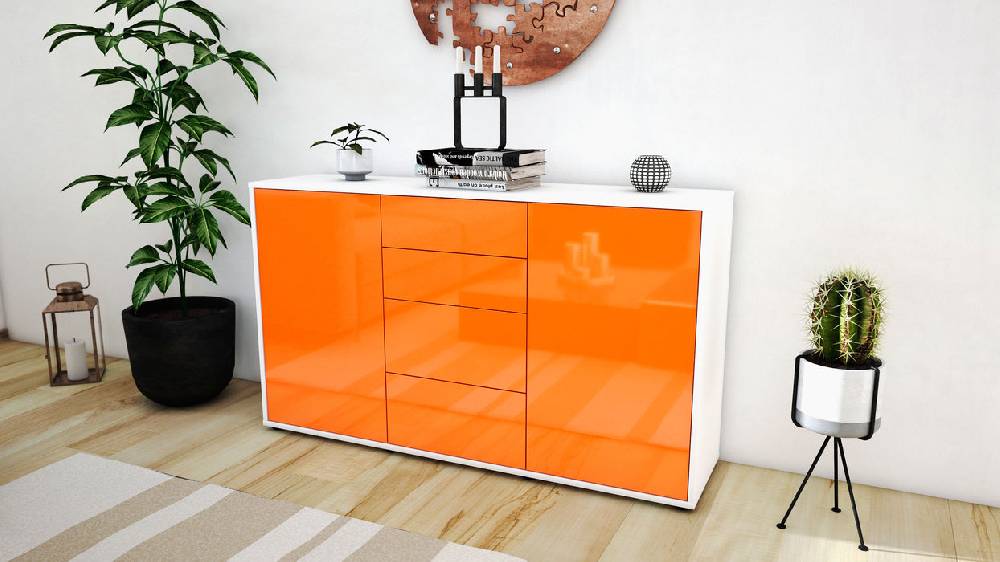 Stil Zeit Möbel Sideboard Donna, Orange (136x79x35cm) zollfrei