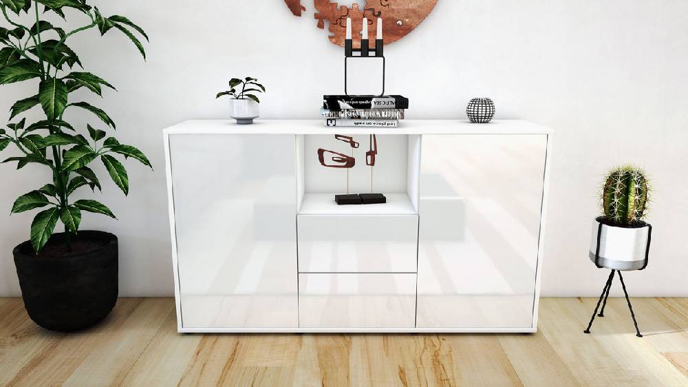 Stil Zeit Möbel Sideboard Donika, Weiß (136x79x35cm) Rabatte dieses Monats