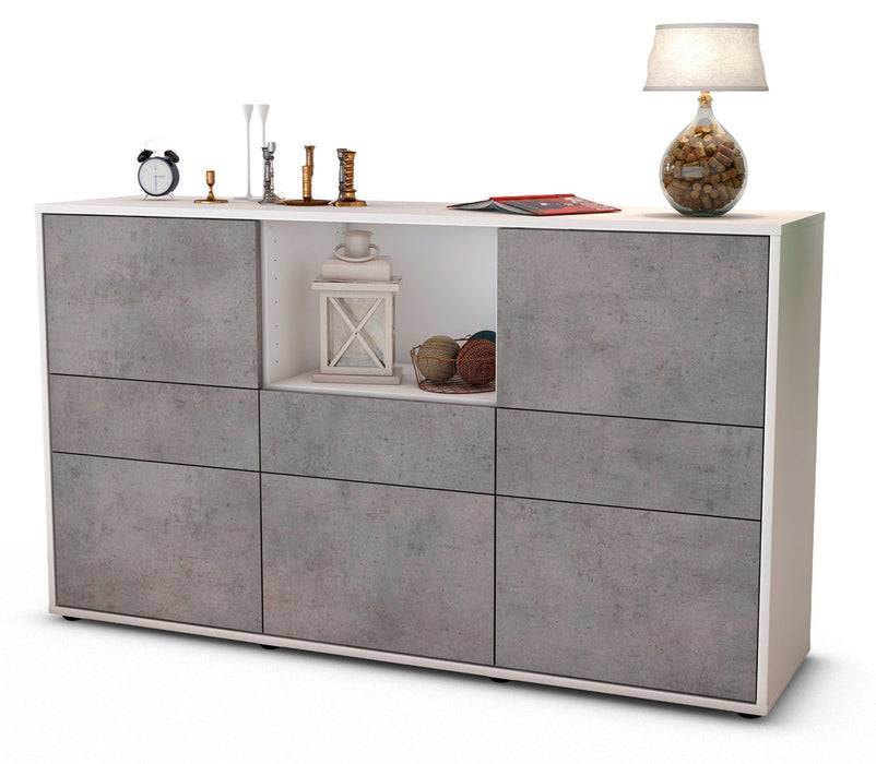 Stil Zeit Möbel Sideboard Dominika, Beton (136x79x35cm)