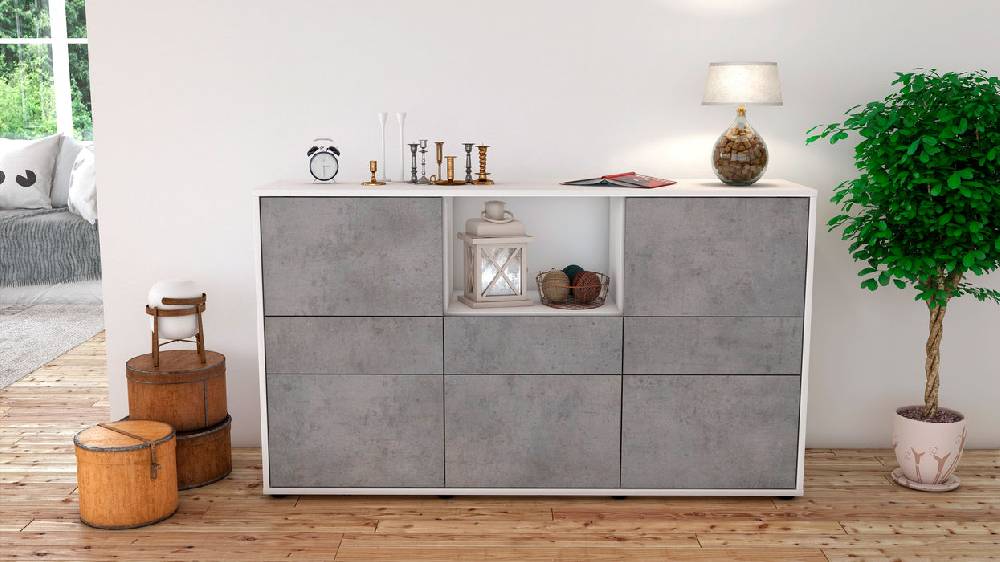 Stil Zeit Möbel Sideboard Dominika, Beton (136x79x35cm) Verkauf