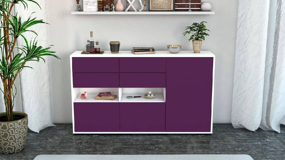 Stil Zeit Möbel Sideboard Domi, Lila (136x79x35cm) Angebote