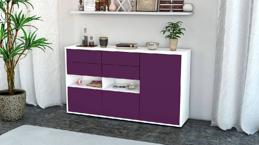 Stil Zeit Möbel Sideboard Domi, Lila (136x79x35cm) Angebote