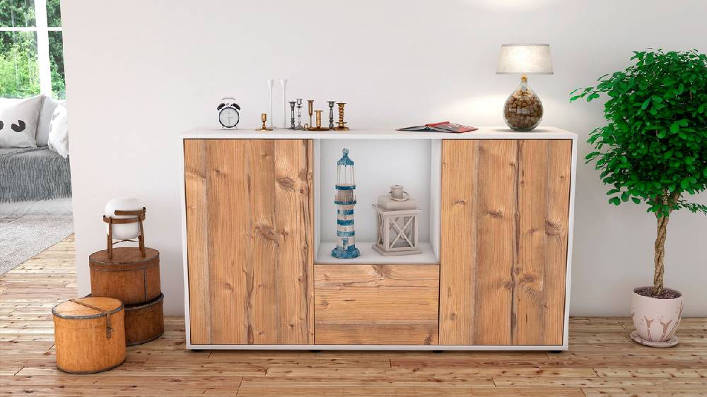 Stil Zeit Möbel Sideboard Dhonna, Pinie (136x79x35cm) Günstiger Verkauf