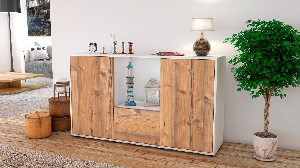 Stil Zeit Möbel Sideboard Dhonna, Pinie (136x79x35cm) Günstiger Verkauf