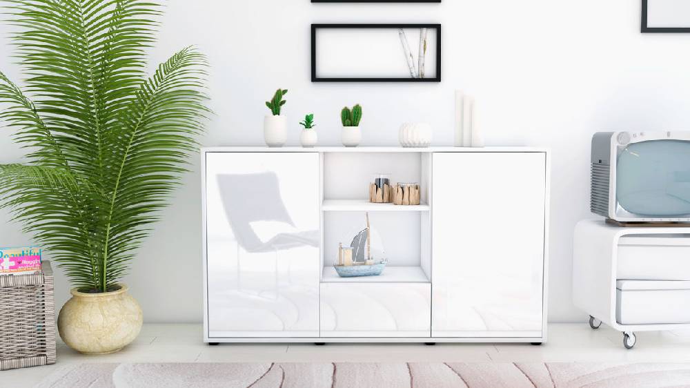 Stil Zeit Möbel Sideboard Desideria, Weiß (136x79x35cm) Fabrikverkauf