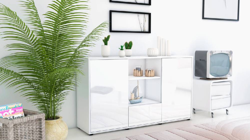 Stil Zeit Möbel Sideboard Desideria, Weiß (136x79x35cm) Fabrikverkauf
