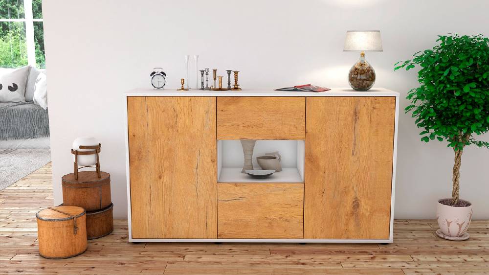 Stil Zeit Möbel Sideboard Denise, Eiche (136x79x35cm) Meist gekauft