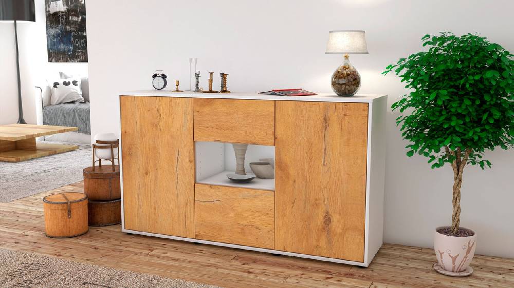 Stil Zeit Möbel Sideboard Denise, Eiche (136x79x35cm) Meist gekauft