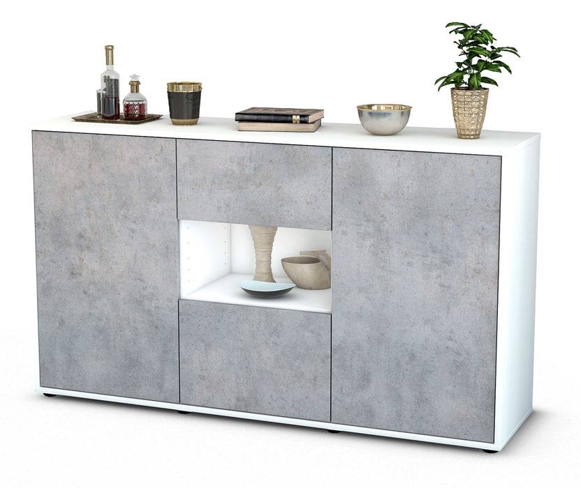 Stil Zeit Möbel Sideboard Denise, Beton (136x79x35cm) Blitzverkäufe