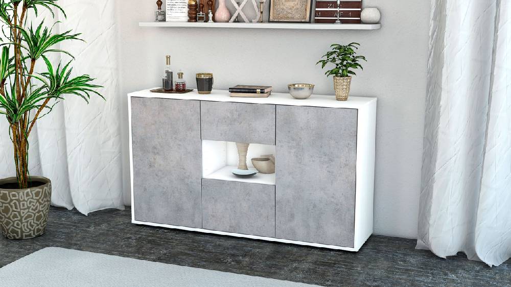 Stil Zeit Möbel Sideboard Denise, Beton (136x79x35cm) Blitzverkäufe