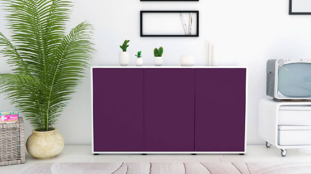 Stil Zeit Möbel Sideboard Delia, Lila (136x79x35cm) Limitierter Zeitrabatt