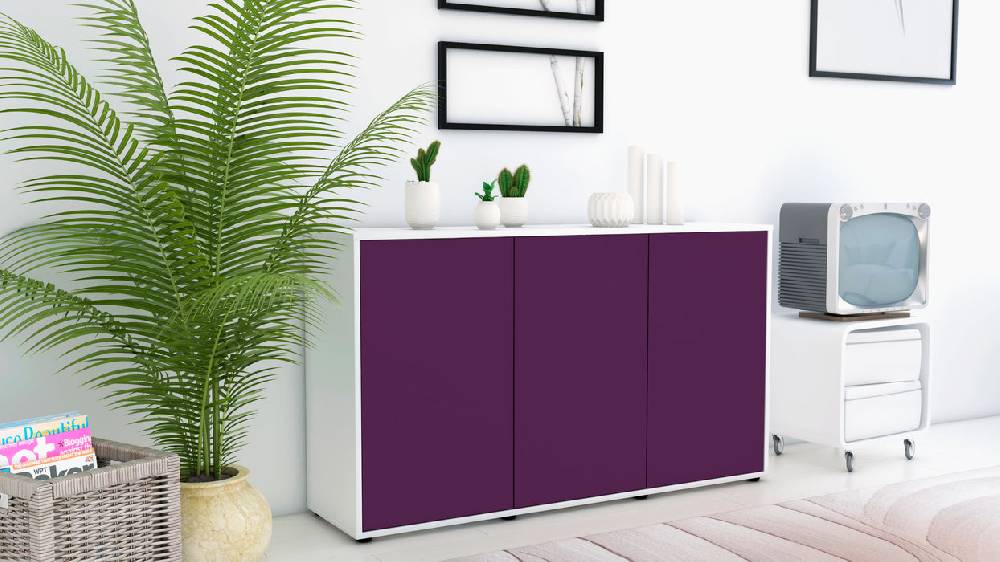 Stil Zeit Möbel Sideboard Delia, Lila (136x79x35cm) Limitierter Zeitrabatt
