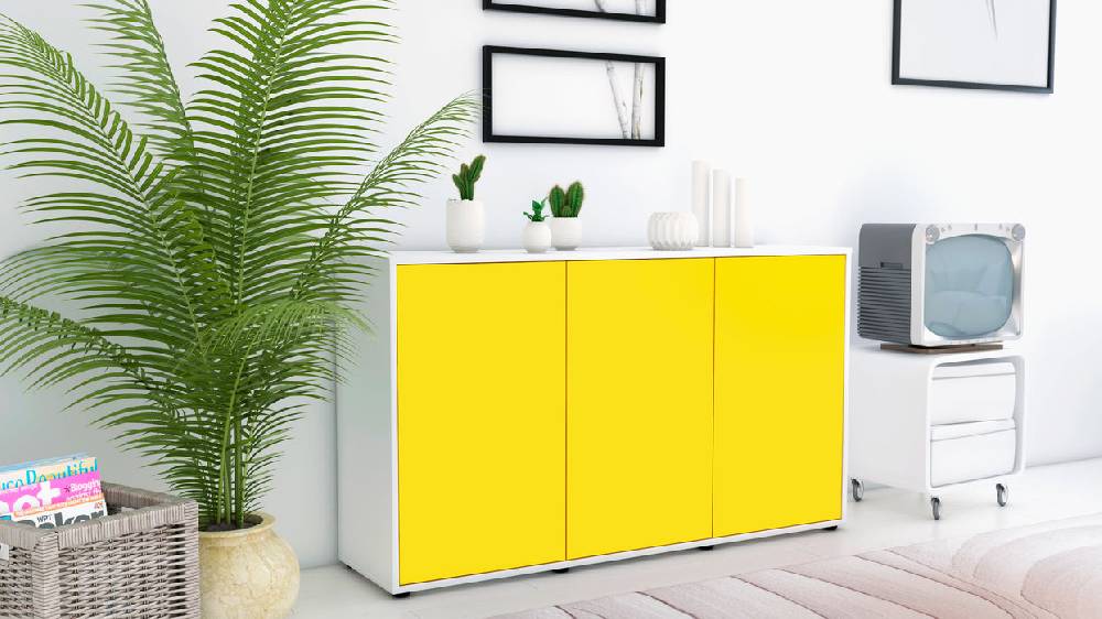 Stil Zeit Möbel Sideboard Delia, Gelb (136x79x35cm) Fabrik Onlineshop
