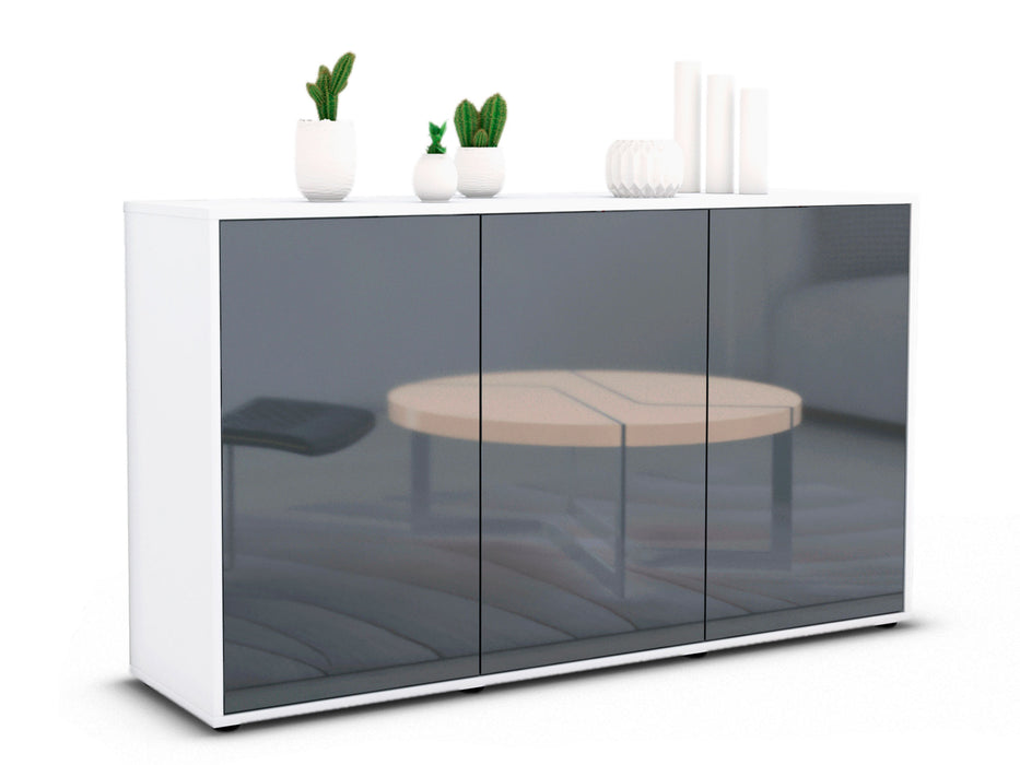 Stil Zeit Möbel Sideboard Delia, Grau (136x79x35cm)