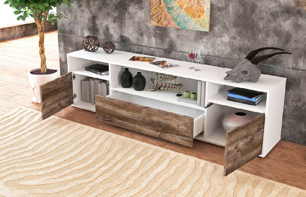 Stil Zeit Möbel Lowboard Bionda, Eiche (180x49x35cm) Versandkostenfrei