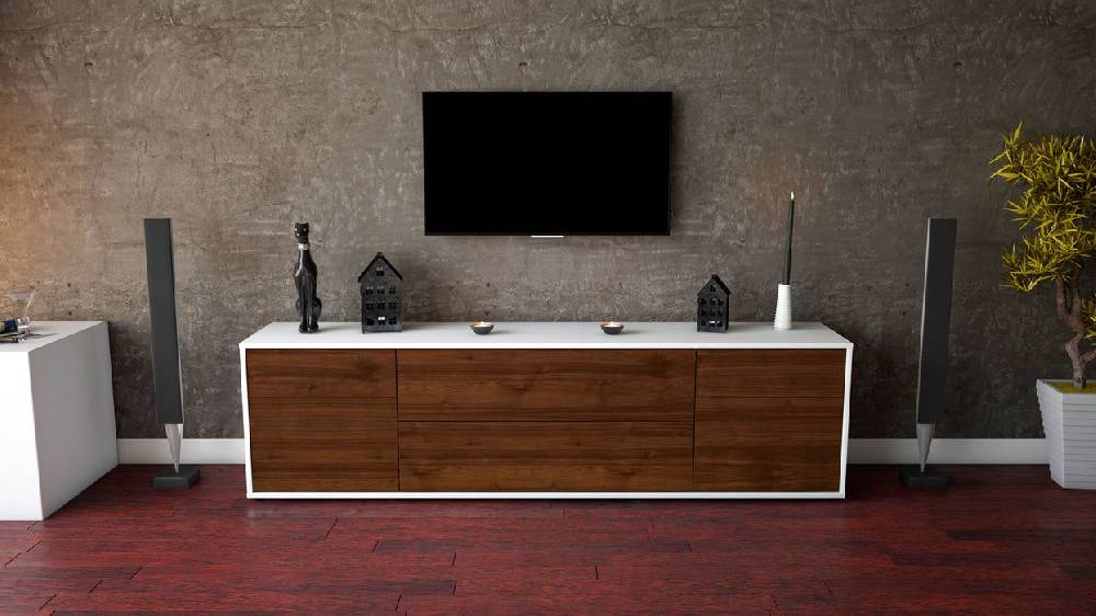 Stil Zeit Möbel Lowboard Bibiane, Walnuss (180x49x35cm) Begrenztes Angebot