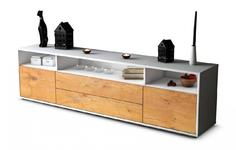 Stil Zeit Möbel Lowboard Biancaneve, Eiche (180x49x35cm) Exklusivangebot