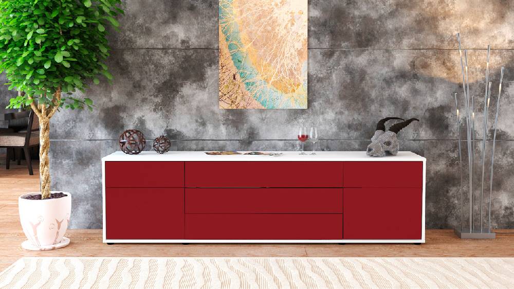 Stil Zeit Möbel Lowboard Benita, Bordeaux (180x49x35cm) Black Friday