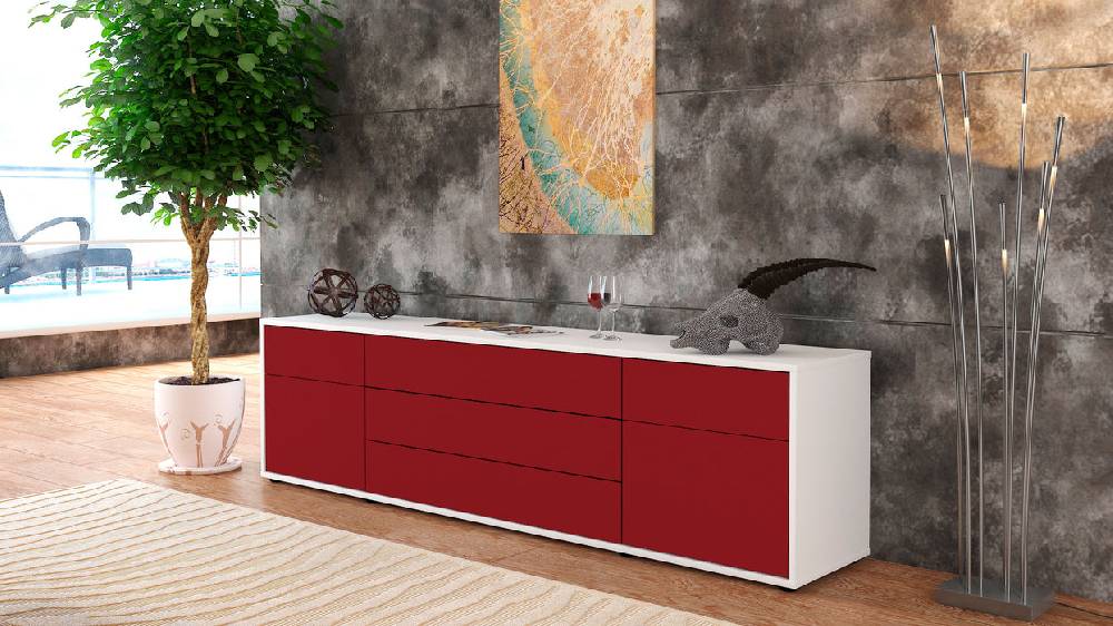 Stil Zeit Möbel Lowboard Benita, Bordeaux (180x49x35cm) Black Friday