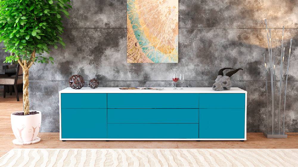 Stil Zeit Möbel Lowboard Benita, Türkis (180x49x35cm) Cyber Monday